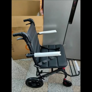 New Portable & Foldable Wheelchair! Ultra-light for seniors’ travel & daily use with trolley handle.