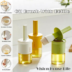Vision 2in1 Oil Brush Bottle BBQ Oil Brush Dispenser One-piece Brush for Baking Heat-Resistant Brush with Container for Barbeque Kitchen BakingTools