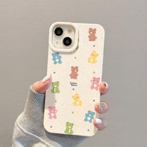 สาวน่ารัก CASE for iPhone 11 14 Pro เป็นมิตรกับสิ่งแวดล้อม ป้องกันการตก สําหรับ iPhone 12 13 Pro Max X XS XR XS MAX 7G 8G SE2 SE3 7 8 Plus 12 13 MINI รูปแบบการ์ตูนน่ารักหมีน้อย ป้องกันฝุ่นและป้องกันเถ้า กรณีโทรศัพท์มือถือ วัสดุ TPU เปลือกนุ่ม