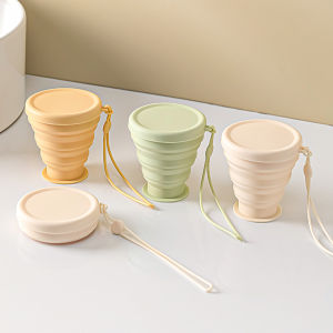 Foldable Silicone Water Cup Portable Cup for Travel Collapsible Cup with Lid for Camping Reusable Mug