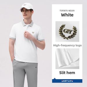 GYgoldlion | Silk Blend Mens Short Sleeve Polo Shirt