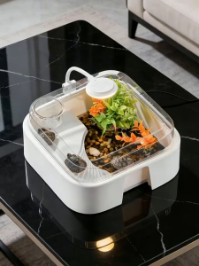 Transparent Turtle Aquarium with Lid Anti Escape Platform Reptile Habitat Fish Breeding Box Desktop Eco Tank Home Decor