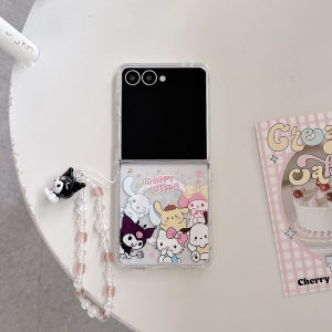 Sanrio | Korean Japan Cartoon Sanrio Hello Kitty Kuromi Magnetic Flip Phone Case For Samsung Galaxy ZFlip 8 7 Protective Cover With Chain