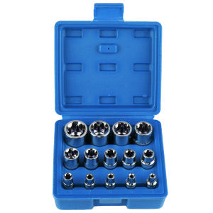 14-Pieces E4-E24 Female E Torx Socket Set with a Case External Torx Socket Set Star Socket Set Wrench Head Auto Repair Tools