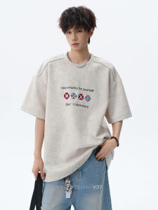 V37 | American Sand-washed Embroidered Casual T-Shirt