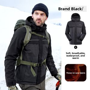 Jeep | Jeep Mens Three-in-One Waterproof Fleece Lined Jacket Windproof Breathable Tear-resistant Quick-dry Warm Cold-resistant Rainproof