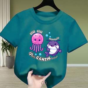 Baju anak perempuan motif UBUR UBUR IKAN LELE usia 2-12tahun gambar DTF jernih dan awet