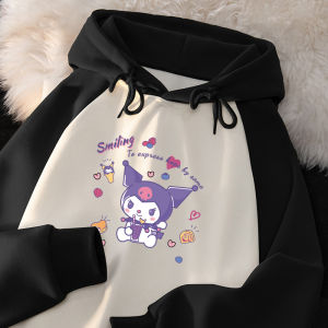 Kuromi Girls Fleece Lined Jacket Spring Autumn Winter Kids Clothing Hooded Sweatshirt Comfortable Warmth Casual Style Children
