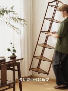 YONGJUE | Real Wood Chinese Tea Cabinet Multi-layer Space Saving Corner Display Rack