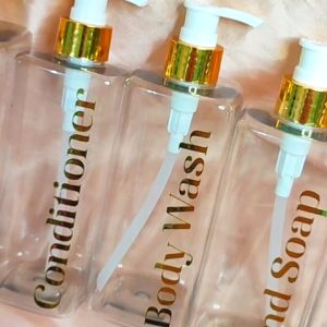 Clear Pump Container/Dispenser with Label 500 ml Capacity | Classy Gold and Minimalist Elegant Looking Waterproof Pumps | Actual Photos of Products Posted | We accept customized labels