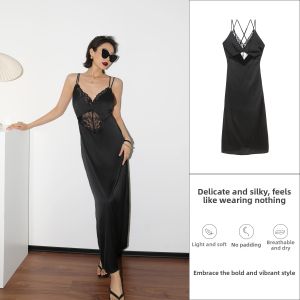 DXTOXS | French Lace Sensual Backless Satin Lacy Hollow-out Triangle Cup Summer Slip Dress