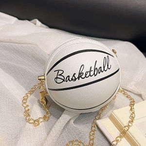 Fashionable Basketball Design Mini Shoulder Bag Womens Crossbody Bag Personality Soft PU round Shape Casual Single Shoulder