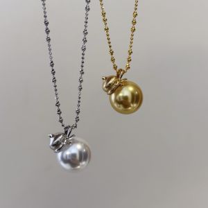 New Chinese Style Noble Atmosphere Artificial Australian White Gold Pearl Gourd Pendant Necklace Sparkling Bead Sweater Chain S925 Silver Women