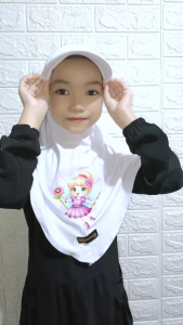 Hijab Topi Anak sporty karakter Lucu/ Jilbab sporty jersey Ballerina