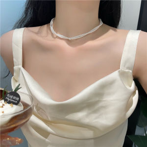 Twin Gentle Fairy Pearl Short Clavicle Necklace Choker French Style Retro Hepburn Style Double Bead Winding Necklace