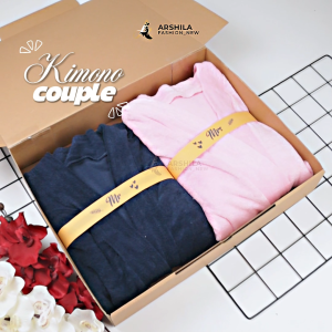 Kimono Handuk Couple Hampers Pernikahan Baju Handuk Pasangan Set Box