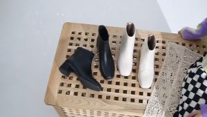 ✨รองเท้าบูทหญิง รองเท้าบู๊ทผญ บูทส้นสูงหญิง รองเท้าบูทสั้น รองเท้าบูทแฟชั่น บูทแฟชั่นสีขาว รองเท้าบูทส้นสูง รองเท้าบูทผู้หญิง ข้อสั้น มีซิปด้านหลัง สไตล์เกาหลี รองเท้าบูทหนังหญิง - Lazada