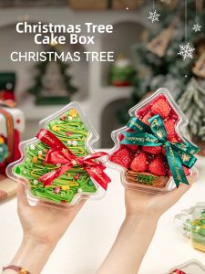 MEIDI | Christmas Tree Shaped Transparent Cake Box with Snap-on Design High Cover
