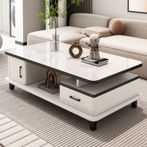 ZHUOHE | New Simple Design Tempered Glass and Marble Living Room Tea Table