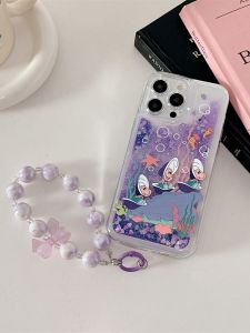 17 Gold Sand Flowing Full Cover Soft Shell Case 16Pro Max 13Pro/11/12 Cartoon Style Protective Cover TPU Material