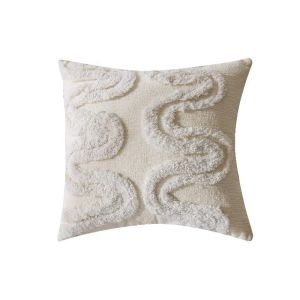 Luxurious French Style Flocking Pillow Creamy Wave Pattern Car Interior Living Room Sofa Bedroom Pure Color Throw Pillow