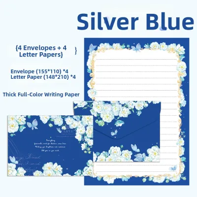 ZEEGO | Vintage Floral Aesthetic Letter Writing Set Blue
