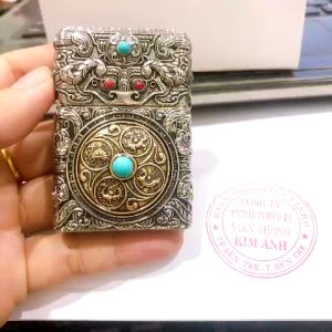 Bật lửa Chief đồng nguyên chất chủ đề Tứ Tượng ( Long - Hổ - Tước - Vũ) có nút xoay hàng loại 1