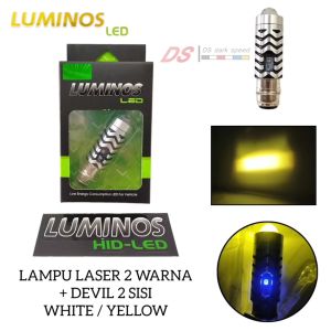 PROMO LAMPU LED UTAMA MOTOR H6 LS2 LASER AC DC HI LOW 15 WATT LUMINOS NINE 2 WARNA WHITE YELLOW UNIVERSAL MOTOR BEBEK DAN MATIC / LAMPU LED DEPAN MOTOR H6 LS2 LASER HI LOW LUMINOS DC DOUBLE COLOR WHITE YELLOW + LAMPU SENJA BIRU