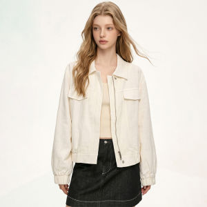 Mandarin Collar Work Jacket Folded Cuffs Autumn
