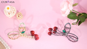 Cherry Hair Clips Large Metal Hair Claw Hairpins for Women Girls Nonslip Strong Hold Fashion Hair Styling Accessories