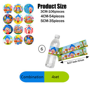 Colorful  Clown Characters Paper Boxes Stickers Combination for Durable Disposable Premium Birthday Party Favorite Gifts