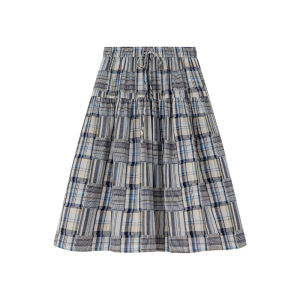 NIHAOKANONG | Váy Ngắn Phối Plaid Dây Co Giãn Kiểu Hàn Quốc