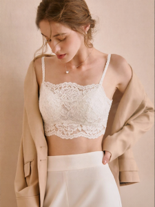 Anti-peek Lightweight Lace Bra with Pads White