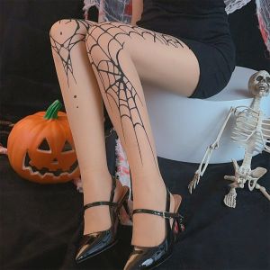 ถุงน่องแบบกอธิค Y2k วินเทจถุงน่องยืดหยุ่นได้สำหรับผู้หญิง2024ฮัลโลวีนเซ็กซี่ใยแมงมุมแม่มด