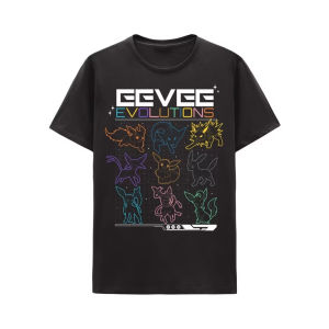 Bandai | Anime Pokémon Eevee Printed Cotton T-shirt Summer Mens and Womens Harajuku Clothing Fashion Casual Street T-shirt Fan Gifts