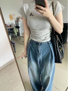 Áo Thun Tay Ngắn Thêu Modal Dáng Ôm Mùa Hè Thanh Lịch Dành Cho Nữ Áo Thun Cotton Phong Cách Đường Phố Cổ Tròn Dáng Rộng