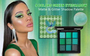 Rebellious Girl 9 Color Eyeshadow Palette Matte And Shimmer Waterproof Green Portable Eyeshadows Makeup Palette