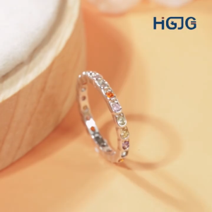 Nhẫn Bạc Nữ Cầu Vồng Bạc 925 HGJG Đá Nhiều Màu Dễ Thương Trẻ Trung Năng Động Đeo Hằng Ngày Xinh