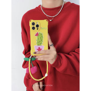 เคสโทรศัพท์มือถือแบบสะพายข้างรูปการ์ตูนน้อยๆ น่ารักแบบสร้างสรรค์พร้อมสายสะพายกระเป๋าสำหรับผู้หญิง Apple iPhone 14 plus พร้อมช่องเปิด 4 มุม