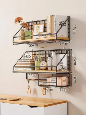 Wall Mounted Shelf No Drill Bedside Storage Rack