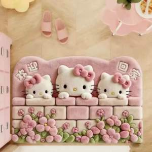 Thảm 5D Hello Kitty Chóng Trượt Thiết Kế Dễ Thương Với Hoa Văn Đẹp Mắt /