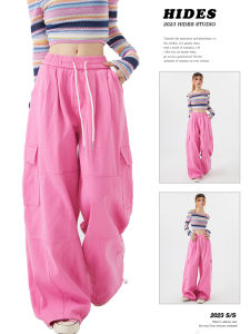High Waist Wide Leg Workwear Pants Womens Casual Pink American Hiphop Loose Fit Trousers Comfortable Long Pants