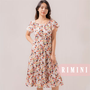 RIMINI - Dress Cewe Dress Summer Sabrina Flower Ruffle Flowy XS-XL - Maru Dress 82502