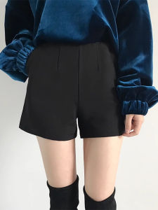 Winter New plus Size A-Line Suit Shorts Womens High Waist Wool Wide Leg Pants Casual Workwear Trousers Korean Style Polyester Fiber