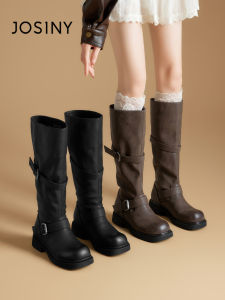 Josiny | Brown Punk Motorcycle Western Long Boot