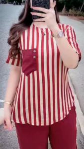 BIGG PROMO SETELAN SALUR KEKOREAAN & SET PENDEK MOTIF SALUR WANITA