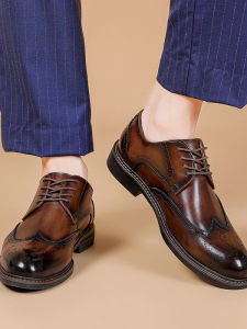 Business Casual Soft Bottom Derby Brogue Leather Shoes
