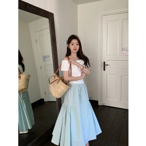 Lily Memory 2025 Summer New White Versatile Wave One-Shoulder Womens Slim Fit Shoulder Exposure Small Shirt Commute Style Short Sleeve