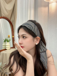 Grey Party Ribbon Hairband Womens New 2025 Wide Edge Cloth Headband Stylish Hair Accessories Original Design Fresh out