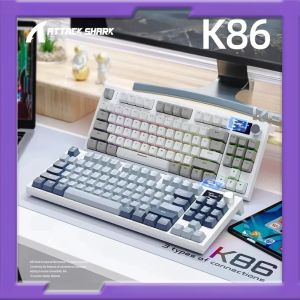 ATTACK SHARK | Attack Shark K86 Wireless Mechanical Keyboard - Metal Knob Gasket Mount Hot-Swappable TFT Screen Bluetooth/2.4G/USB-C